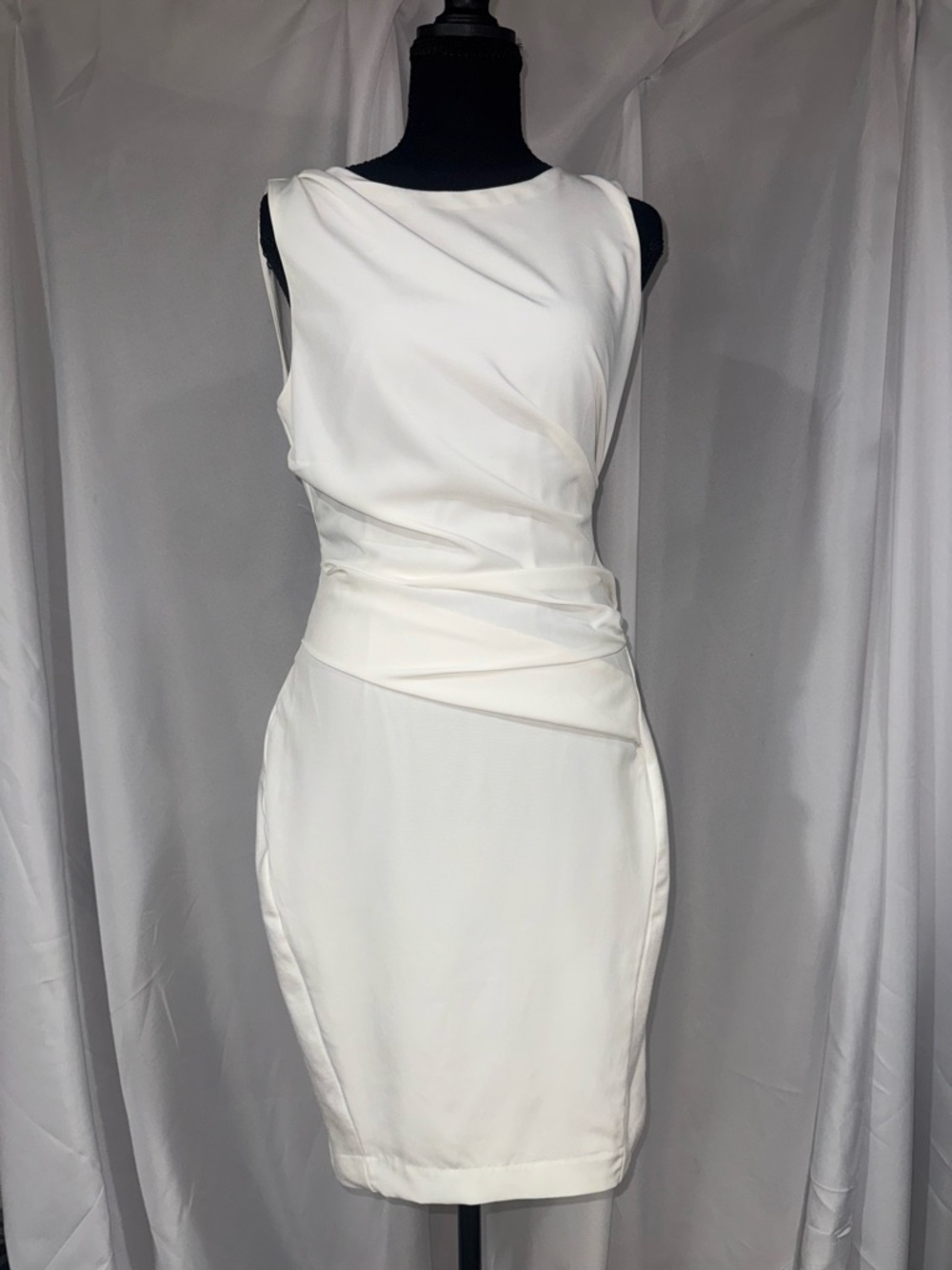 Ark & Co White Draped Sleeveless Mini Dress